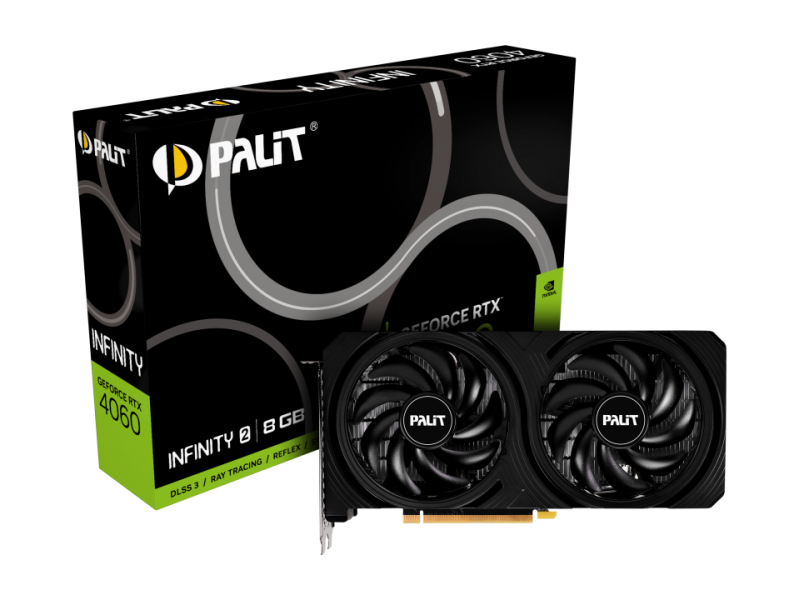 Palit RTX 4060 Infinity 2 8GB GDDR6, 128 bits, 1x HDMI 2.1, 3x DP 1.4a, two fan, 1x 8-pin Power connector, recommended PSU 600W, NE64060019P1-1070L