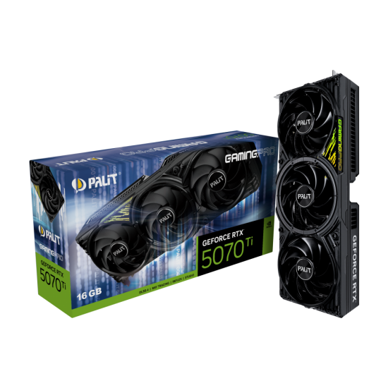 PALIT GeForce RTX 5070 Ti GamingPro V1 16GB GDDR7 256 bit, 1x HDMI 2.1b, 3x DP 2.1b, 3 Fan, 1x 16-pin pwr connector, 750W, 331.9 x 127 x 60 mm, NE7507T019T2-GB2031Y
