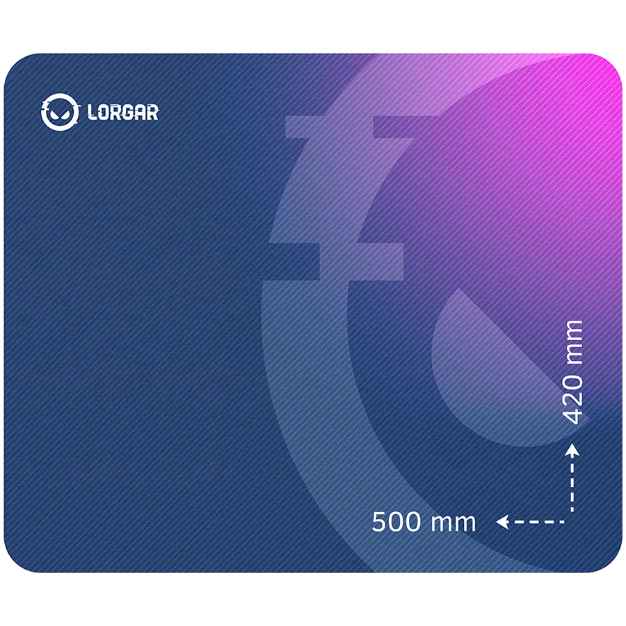 Lorgar Main 135, Gaming mouse pad, High-speed surface, Purple anti-slip rubber base, size: 500mm x 420mm x 3mm, weight 0.41kg