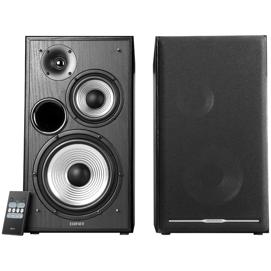 Edifier R2750DB 2.0 Bookshelf Speakers, BT V5.1, Optical, Coaxial, RCA, 0.75-inch Tweeters, 4-inch Drivers, 6.5-inch Woofers, Sub-Out, 136W (RMS), Control Knobs and Remote Control, Black