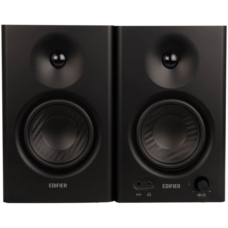 Edifier MR4 Active Studio Monitors, RCA, AUX, TRS, 1-inch Tweeters, 4-inch Woofers, 42W (RMS), Control Knob, Black