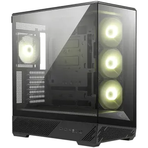 MSI MAG PANO 130R PZ, Mid-Tower, ATX(Back-connect supported)/M-ATX/ITX, 2x USB 3.2, 1x USB Type-C 20Gbs, 1x Audio/Mic, 4x 120mm ARGB Fans, Mesh Panel, Tempered Glass