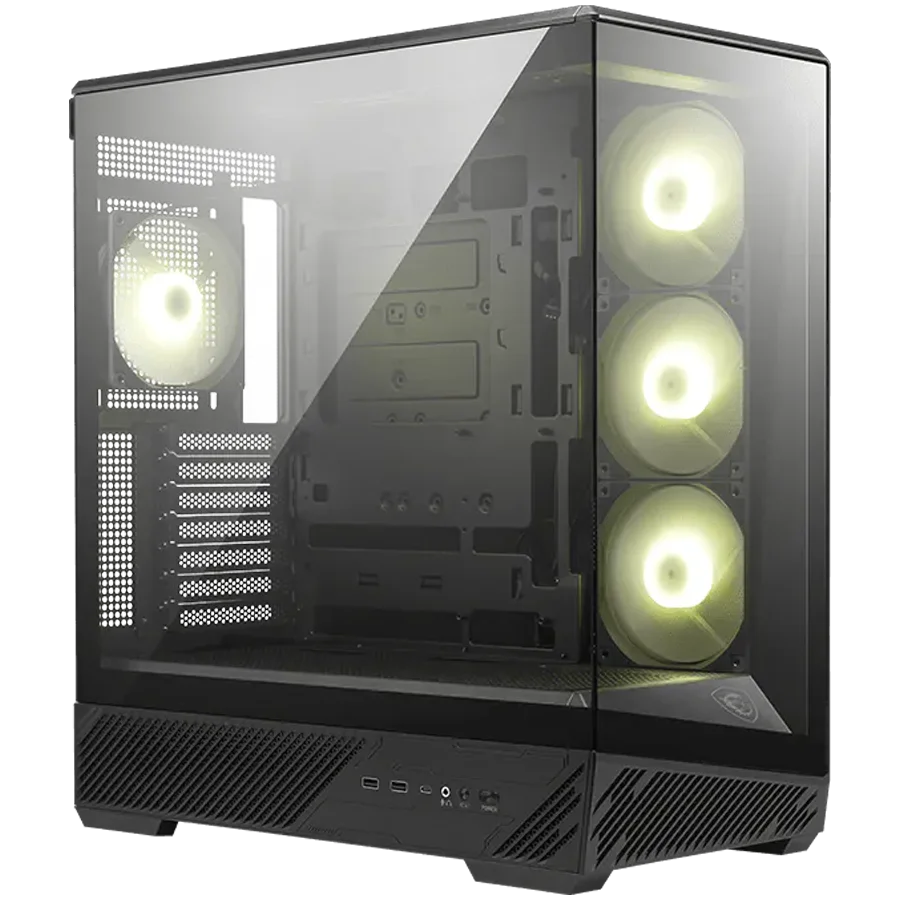 MSI MAG PANO 130R PZ, Mid-Tower, ATX(Back-connect supported)/M-ATX/ITX, 2x USB 3.2, 1x USB Type-C 20Gbs, 1x Audio/Mic, 4x 120mm ARGB Fans, Mesh Panel, Tempered Glass