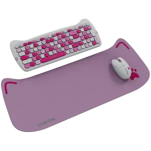 CANYON HSET-W6 EN Keyboard+Mouse Kitty Edition AAA+АА Wireless Pink