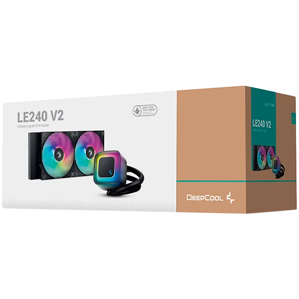 DeepCool LE240 V2, 240mm CPU Liquid Cooler, 2x120mm PWM ARGB Fans, ARGB block, Black, LGA1851/1700/1200/1151/1150/1155, AMD AM5/AM4, R-LE240-BKAMMC-G-2