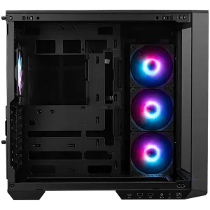 MSI MAG PANO 100R PZ, Mid-Tower, ATX/M-ATX/ITX, 2x USB 3.2, 1x USB Type-C 20Gbps, 1x Audio/Mic, LED Button, 3x 120mm Reverse Blade ARGB + 1x 120mm ARGB Fans, ARGB Fan Hub, Mesh Panel, Tempered Glass, Black