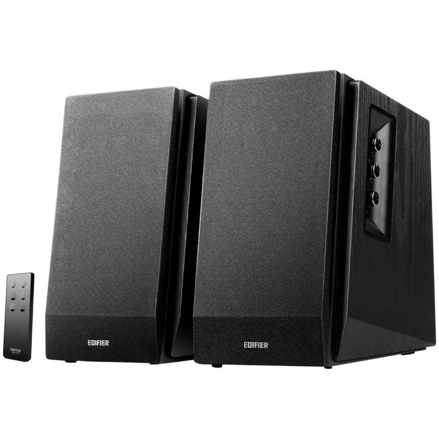 Edifier R1700BT 2.0 Bookshelf Speakers, BT V5.1, RCA, 0.75-inch Tweeters, 4-inch Drivers, 66W (RMS), Control Knobs and Remote Control, Black