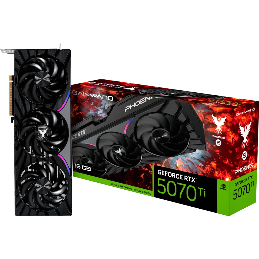 Gainward GeForce RTX 5070Ti Phoenix-S 16GB GDDR7, 256 bit, 1x HDMI 2.1b, 3x DP 2.1a, 3 Fan, 1x 16pin pwr connector, 750W, 331.9 x 127.1 x 60 mm, NE7507T019T2-GB2031K