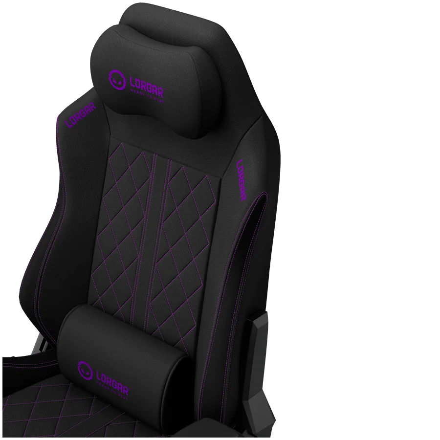 LORGAR CHA41, Ergonomic Gaming Chair Advanced, premium anti-stain fabric, Black/purple