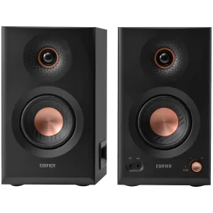 Edifier MR5 Active Studio Monitors (Tri-amped), BT V6.0, Balanced XLR, Balanced TRS, RCA and AUX, with headphone output, 5-inch woofers, 3.75-inch mid-range drivers, and 1-inch silk dome tweeters, 110W (RMS), Room Acoustic Compensation, Black