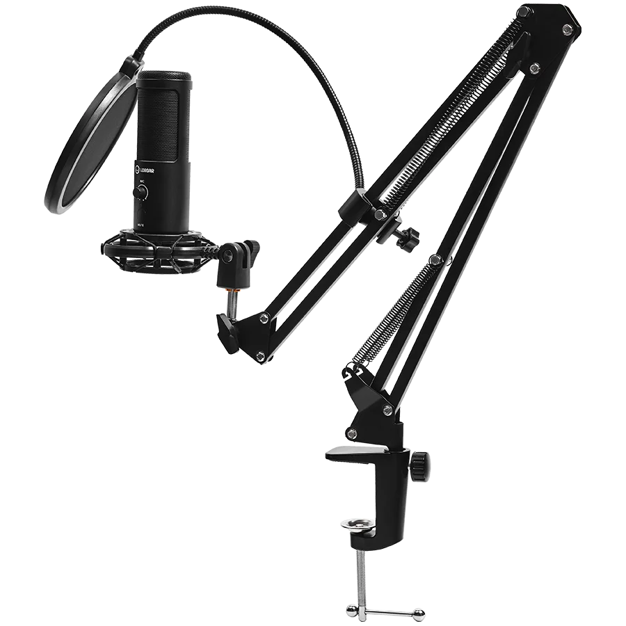LORGAR Voicer 931, Gaming Microphone, Black, USB condenser microphone with boom arm stand, pop filter, tripod stand. including 1* microphone, 1*Boom Arm Stand with C-clamp, 1*shock mount, 1*pop filter, 1*windscreen cap, 1*2.5m type-C USB cable, 1* Extra t