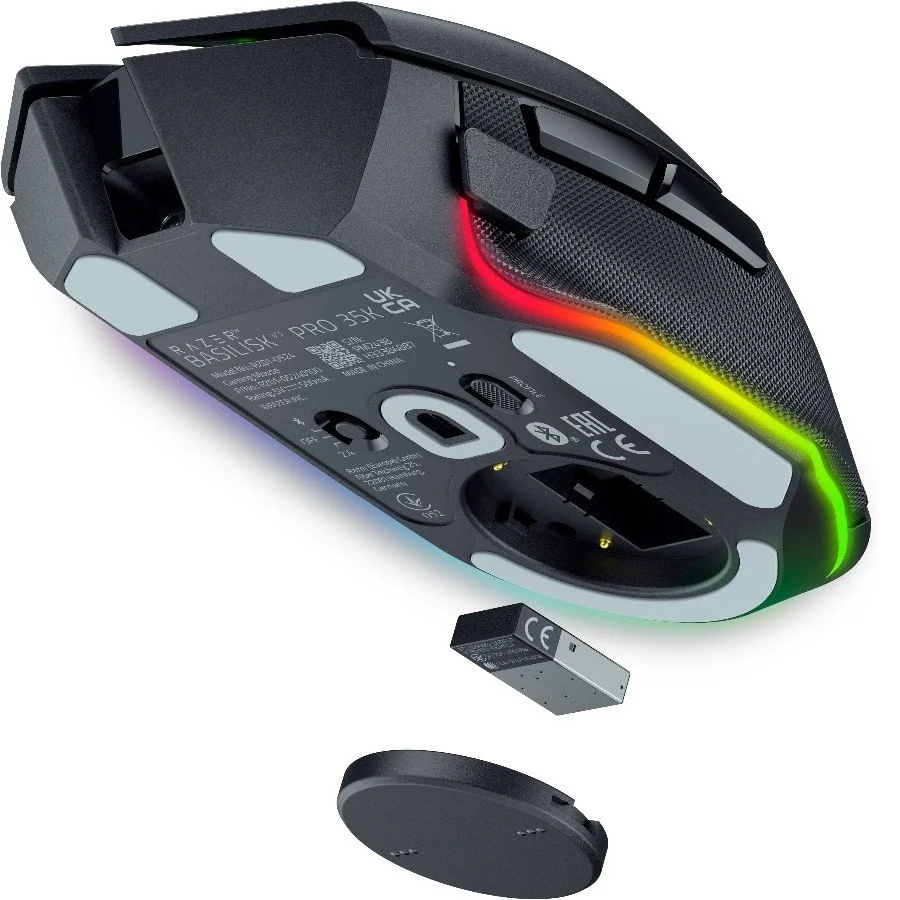 Razer Basilisk V3 Pro 35K, Gaming Mouse, Black, Razer HyperSpeed Wireless, Razer Chroma™ RGB, Focus Pro 35K Optical Sensor Gen-2, 35K DPI, 90-million Clicks, 4-Way Razer™ HyperScroll Tilt Wheel