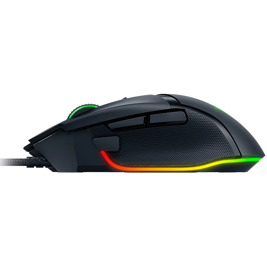 Razer Basilisk V3, 2nd-gen Razer Optical Mouse Switch rated for 70 million clicks, Optical Sensor - 26,000 DPI, 4-way Razer HyperScroll tilt wheel, Electronically actuated notched and free-spinning modes, Razer Speedflex Cable, Razer Chroma RGB