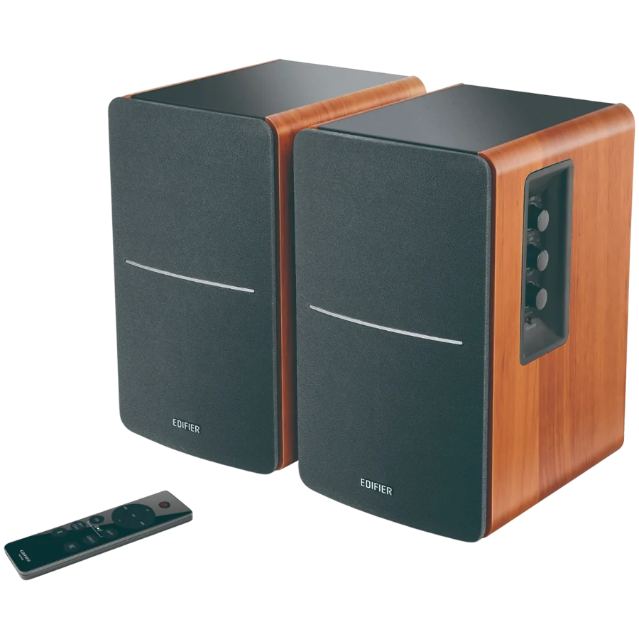 Edifier R1280DBs 2.0 Bookshelf Speakers, BT V5.1, Optical, Coaxial, RCA, 0.5-inch Tweeters, 4-inch Drivers, Sub-Out, 42W (RMS), Control Knobs and Remote Control, Brown Edifier R1280DBs 2.0 Bookshelf Speakers, BT V5.1, Optical, Coaxial, RCA, 0.5-inch Tweeters, 4-inch Drivers, Sub-Out, 42W (RMS), Control Knobs and Remote Control, Brown