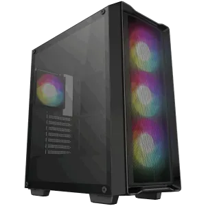 DeepCool CC560 MESH V2, Mid Tower, Mini-ITX/Micro-ATX/ATX, 2xUSB3.0, 1xAudio, 4x120mm Pre-Installed ARGB Fans, Tempered Glass, Mesh Panel, Black, R-CC560-BKAMA4-G-2