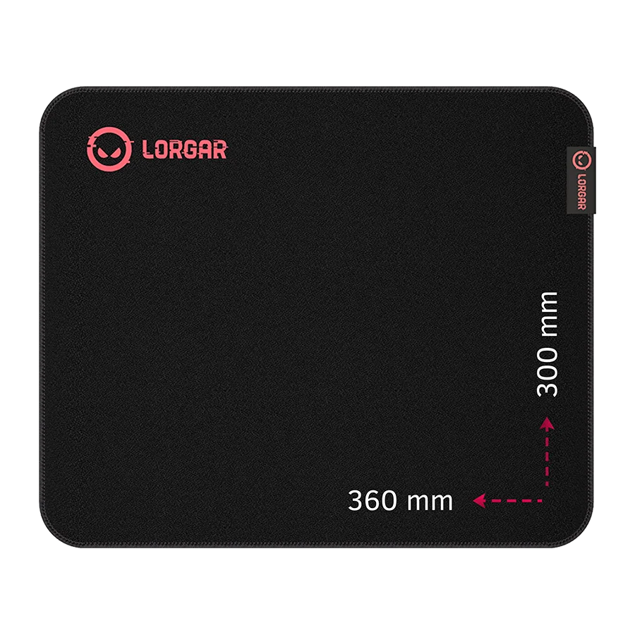 Lorgar Main 323, Gaming mouse pad, Precise control surface, Red anti-slip rubber base, size: 360mm x 300mm x 3mm, weight 0.21kg