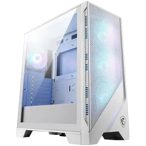MSI MAG FORGE 320R AIRFLOW WHITE, Mid-Tower, ATX/M-ATX/ITX, 2x USB 3.2, 1x Audio/Mic, LED Button, ARGB Hub, 4x 120mm ARGB Fans, Mesh Panel, Tempered Glass, White