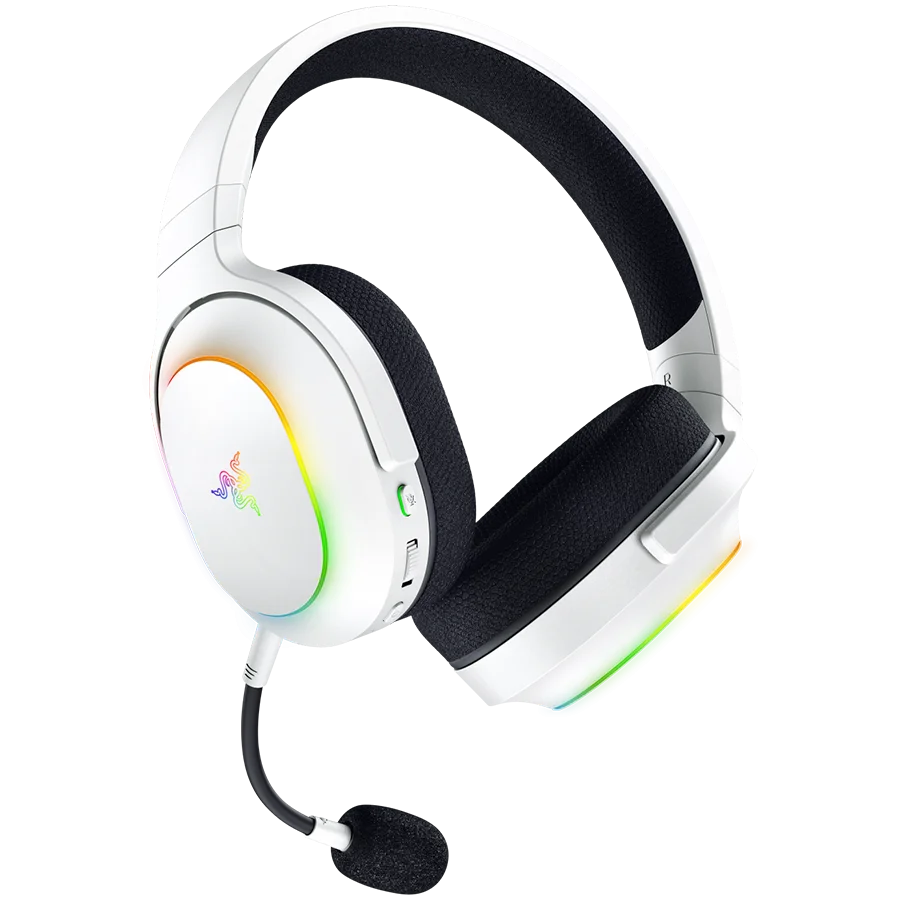 Razer Barracuda X Chroma, Gaming Headset, White, Oval Ear Cushions, 2.4 GHz Wireless / Bluetooth, Breathable Fabric with Memory Foam Cushions, Detachable Razer™ HyperClear Cardioid Mic, 7.1 Surround sound: Only available on Windows 10 64-bit (or higher)