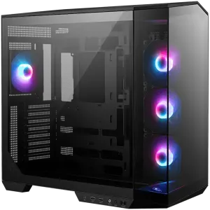 MSI MAG PANO 100R PZ, Mid-Tower, ATX/M-ATX/ITX, 2x USB 3.2, 1x USB Type-C 20Gbps, 1x Audio/Mic, LED Button, 3x 120mm Reverse Blade ARGB + 1x 120mm ARGB Fans, ARGB Fan Hub, Mesh Panel, Tempered Glass, Black