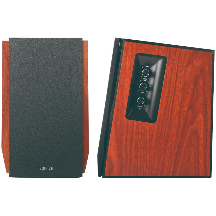 Edifier R1700BTs .0 Bookshelf Speakers, BT V5.1, RCA, 0.75-inch Tweeters, 4-inch Drivers, Sub-Out, 66W (RMS), Control Knobs and Remote Control, Brown