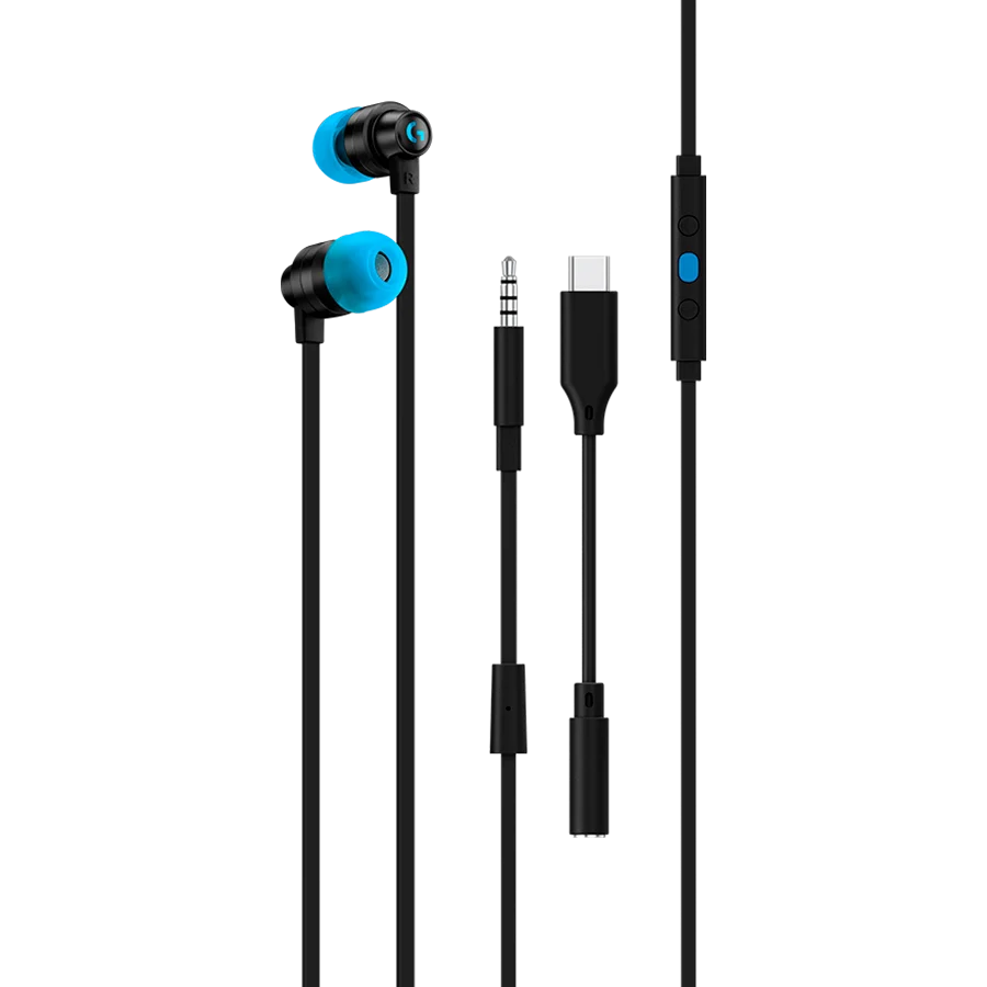 LOGITECH G333 Wired Gaming Earphones - BLACK - 3.5 MM