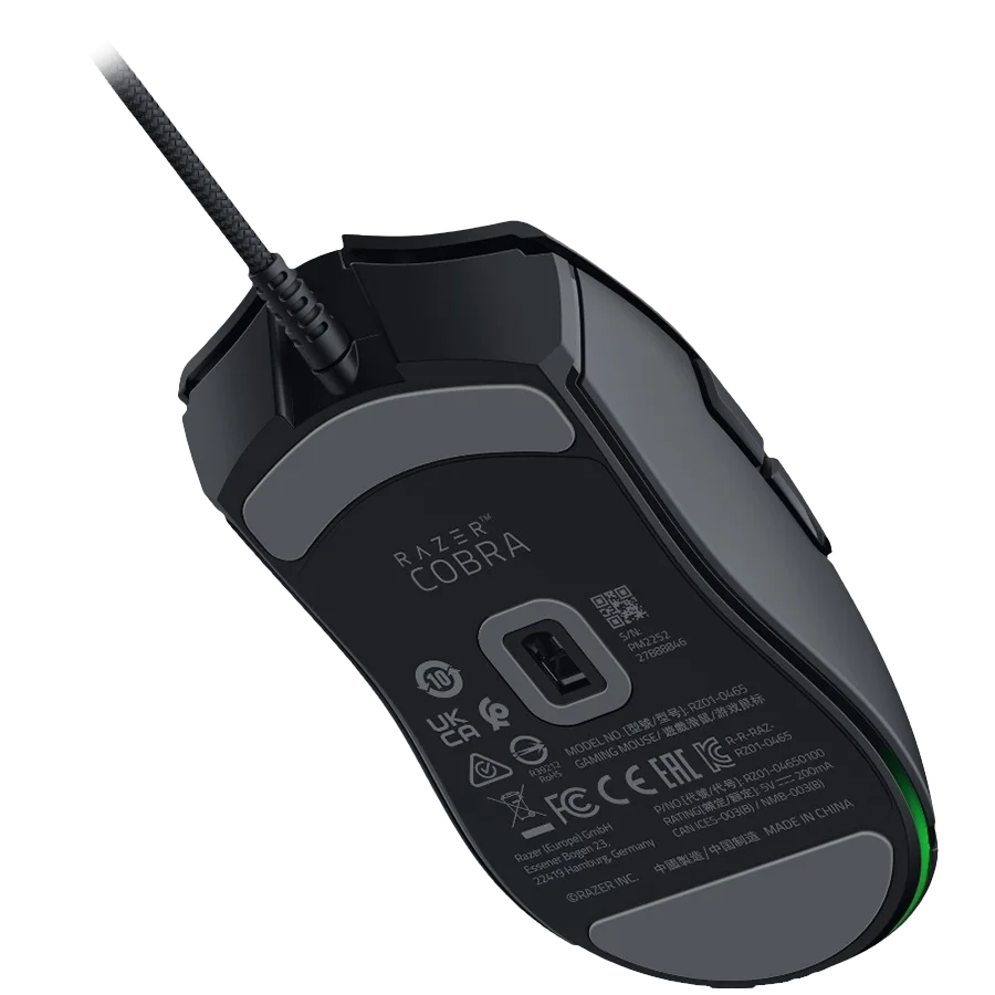 Razer Cobra Gaming Mouse, Optical Mouse Switches Gen-3, 90 million Clicks, 58g Lightweight Design, Razer Chroma™ Lighting with Gradient Underglow, 8500 DPI Optical Sensor, Razer™ Speedflex Cable, 100% PTFE Feet