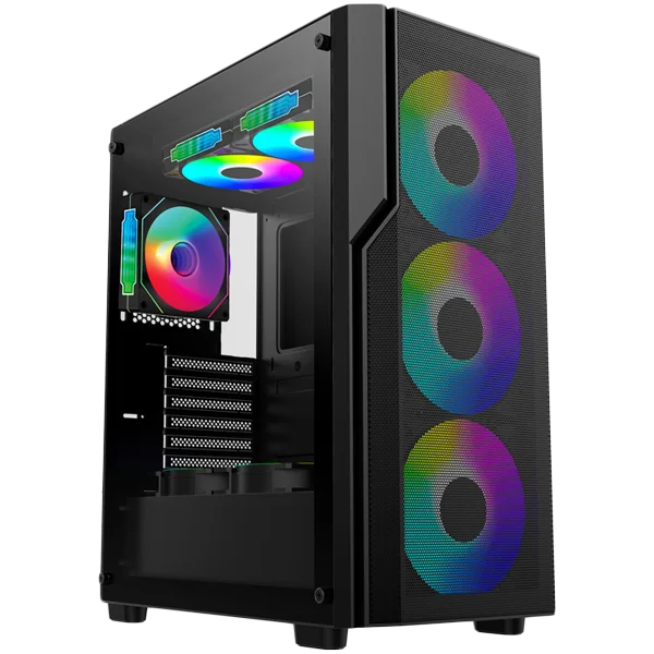 Chassis FC-C01 ARGB 7 slots; 1x Type-C, 3x USB 3.0; 3 x12cm ARGB front;  1 x12cm ARGB back; Without PSU