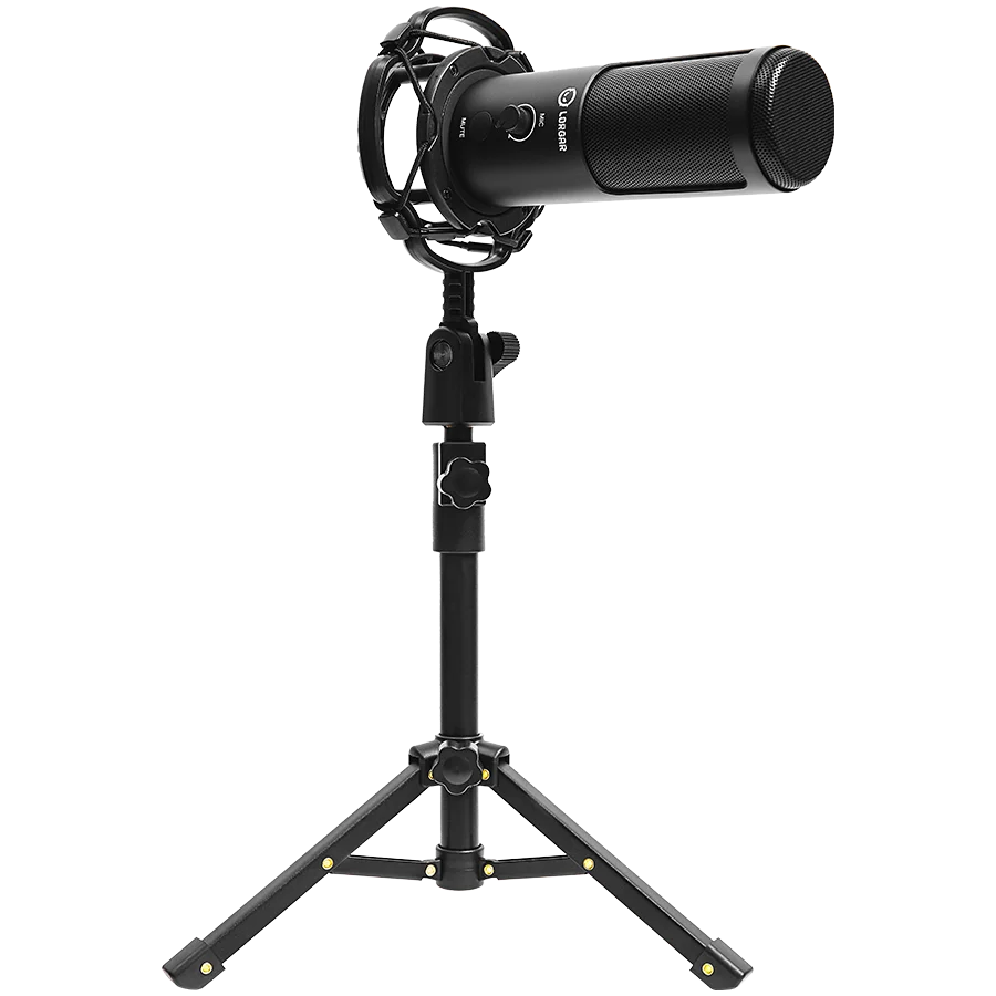LORGAR Voicer 721, Gaming Microphone, Black, USB condenser microphone with tripod stand, pop filter, including 1 microphone, 1 Height metal tripod, 1 plastic shock mount, 1 windscreen cap, 1,2m metel type-C USB cable, 1 pop filter, 154.6x56.1mm