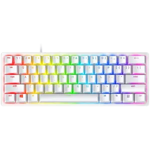 Razer Huntsman Mini White, Linear Optical Switch, size 60%, RGB Chroma, Doubleshot PBT Keycaps, Standard Bottom Row Layout, Fully programmable keys with on-the-fly macro recording, 1000 Hz Ultrapolling, Aluminum construction