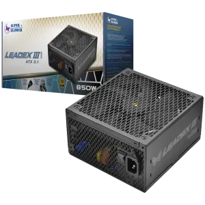 Super Flower Leadex III Gold 850W ATX 3.1, 80 Plus Gold, Fully Modular, Flat Black Cables, 140mm Fan, 150mmx150mmx86mm, 7 Year Warranty