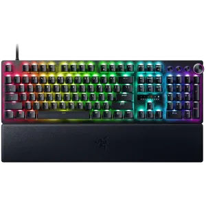 Huntsman V3 Pro - US Layout, Gaming Keyboard, Analog Optical Switch Gen-2, Razer Chroma RGB, Magnetic Firm Leatherette Wrist Rest, Multi-function Dial with 3 dedicated button, Detachable Type-C Cable, Doubleshot PBT Keycaps, 1000 Hz Polling Rate