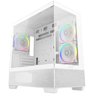 DeepCool CG380-3F WH, Mid Tower, Mini-ITX/Micro-ATX(Rear Connector), 2xUSB3.0, 1xUSB Type-C, 1xAudio, 3x120mm Pre-Installed ARGB Fans, Tempered Glass, Mesh Panel, White, R-CG380-WHAGM3-G