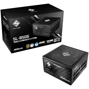 Asrock SL-850G, 850W, 80 Plus GOLD, Fully Modular PSU, Japanese Capacitors, 2x EPS 12V CPU(4+4pin), 1x PCIe5.1 (12+4pin), 3x PCIe (6+2pin), 3x 4-pin connectors, 9x SATA, OCP, SCP, OVP, UVP, OTP, OPP protections, 135 mm Axial Fan, ATX 3.1