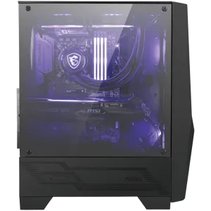 MSI MAG FORGE 100M, Mid-Tower, ATX/Micro-ATX/Mini-ITX, 2x USB 3.2 Gen 1 Type-A, 1x Audio/1x Mic, RGB Hub, RGB Button, 3x 120mm Fans (2x RGB), Mesh Front Panel, Tempered Glass