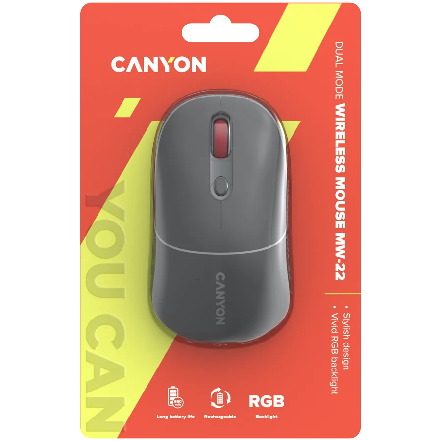CANYON mouse MW-22 2in1 BT/ Wireless Dark Grey