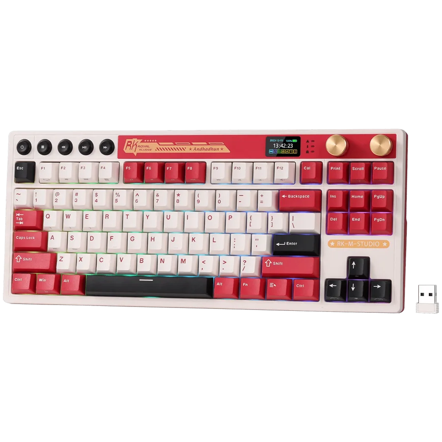 ROYAL KLUDGE RK M87 Famicom Gaming Keyboard Cream switch
