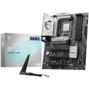 MSI PRO B860 GAMING PLUS WIFI, ATX, LGA 1851, 4x DDR5 Dual Channel DDR5 up to 8600(OC)MHz, 4x PCIe x16 slot, 3x M.2 slot, 4x USB 2.0, 2x USB 5Gbps, 2x USB 10Gbps, 1x USB 40Gbps Type-C, HDMI, DP, 7.1 HD Audio, 5G LAN, WiFi, BT, 3Y
