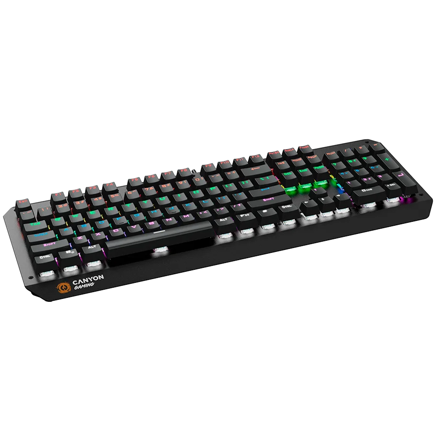 CANYON Hazard GK-6, Wired multimedia gaming keyboard with lighting effect, 108pcs rainbow LED, Numbers 104keys, EN double injection layout, cable length 1.8M, 450.5*163.7*42mm, 0.90kg, color black