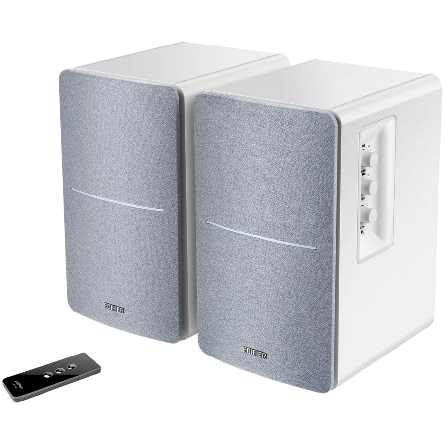 Edifier R1280T 2.0 Bookshelf Speakers, RCA, 0.5-inch Tweeters, 4-inch Drivers, 42W (RMS), Control Knobs and Remote Control, White Edifier R1280T 2.0 Bookshelf Speakers, RCA, 0.5-inch Tweeters, 4-inch Drivers, 42W (RMS), Control Knobs and Remote Control, White