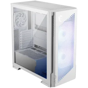 MSI MPG VELOX 300R AIRFLOW PZ WHITE, Mid-Tower, E_ATX/ATX(Back-connect supported)/M-ATX/ITX, 2x USB 3.2, 1x USB Type-C 20Gbs, 1x Audio/Mic, LED Button, ARGB Fan Hub, 2x 160mm ARGB + 1x 120mm Black Dual Layer Blades Fans, Mesh Panel, Tempered Glass