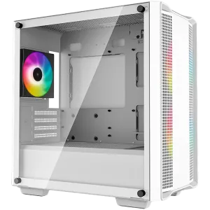 DeepCool CC360 ARGB WH, Mid Tower, Mini-ITX/Micro-ATX, 1xUSB3.0, 1xUSB2.0, 1xAudio, 3x120mm Pre-Installed ARGB Fans, Tempered Glass, Mesh Panel, White, R-CC360-WHAPM3-G-1