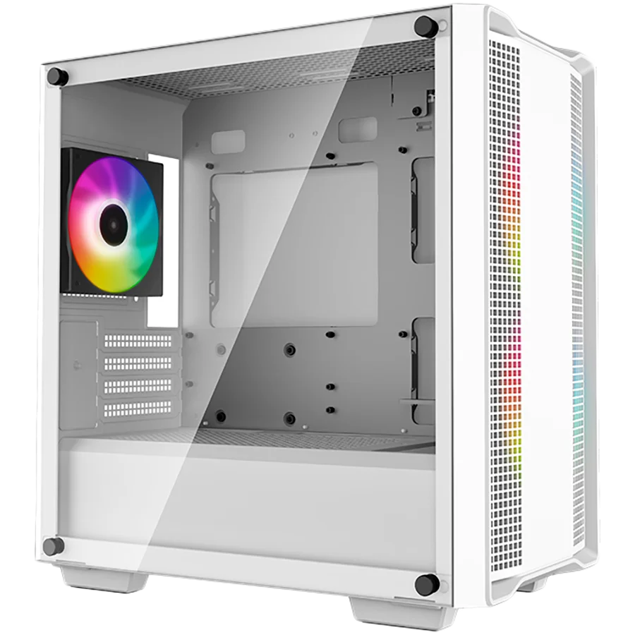 DeepCool CC360 ARGB WH, Mid Tower, Mini-ITX/Micro-ATX, 1xUSB3.0, 1xUSB2.0, 1xAudio, 3x120mm Pre-Installed ARGB Fans, Tempered Glass, Mesh Panel, White, R-CC360-WHAPM3-G-1