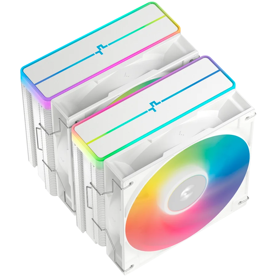 DeepCool AG620 WH ARGB V2, CPU Air Cooler, 2x120mm ARGB PWM Fan, Core Touch Technology 2.0, 6 Heatpipes, White, LGA1851/1700/1200/115x, AMD AM5/AM4, 129x136x161 mm(LxWxH), 2Y, R-AG620-WHAMMN-GJD