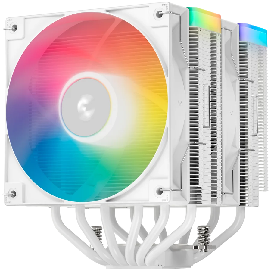 DeepCool AG620 WH ARGB V2, CPU Air Cooler, 2x120mm ARGB PWM Fan, Core Touch Technology 2.0, 6 Heatpipes, White, LGA1851/1700/1200/115x, AMD AM5/AM4, 129x136x161 mm(LxWxH), 2Y, R-AG620-WHAMMN-GJD