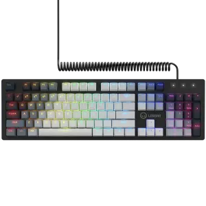 LORGAR Azar 514, Wired mechanical gaming keyboard, RGB backlight, 1680000 colour variations, 18 modes, keys number: 104, 50M clicks, linear dream switches, spring cable up to 3.4m, ABS plastic+metal, magnetic cover, 450*136*39mm, 1.17kg, white, EN layout
