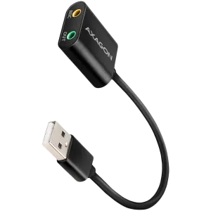 Axagon USB sound card with 15 cm cable and metal body.