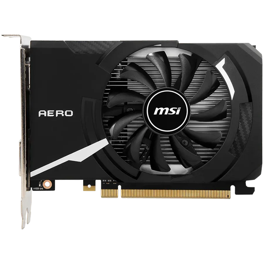 MSI Video Card Nvidia GeForce GT 1030 AERO ITX 4GHD4 OC, 4GB DDR4, 64-bit, 2100MHz Memory Speed, 1430MHz Boost, 384 CUDA Cores, 1x DVI-D, HDMI 2.1, 300W Recommended PSU, 3Y