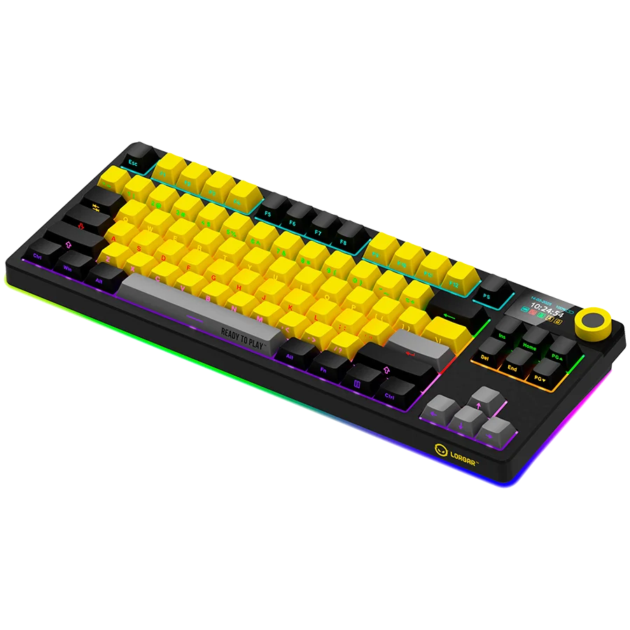 LORGAR KBP70TKLW, Wireless TKL Mechanical Gaming Keyboard Pro, Black/yellow, EN layout LORGAR KBP70TKLW, Wireless TKL Mechanical Gaming Keyboard Pro, Black/yellow, EN layout