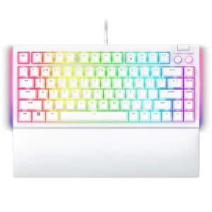 Razer BlackWidow V4 75% White, Gaming Keyboard, US Layout, Hot-swappable Design, Compact 75% Layout with Aluminum Case,  Mechanical Switches (Tactile), Razer Chroma RGB, Dedicated media roller with 2 dedicated media buttons, Detachable Type C Cable