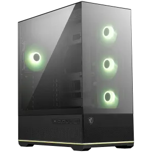 MSI MAG PANO 110R PZ, Mid-Tower, ATX/M-ATX/ITX, 2x USB 3.2, 1x USB Type-C 20Gbs, 1x Audio/Mic, LED Button, ARGB Hub, 4x 120mm ARGB Fans, ARGB Fan Hub, Mesh Panel, Tempered Glass, Black